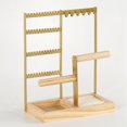 thumbnail image 2 of Gold Jewelry Stand Removable Solid Wood Base Biaxial Jewelry Rack Earrings Necklaces Rings Jewelry Stand, 2 of 6