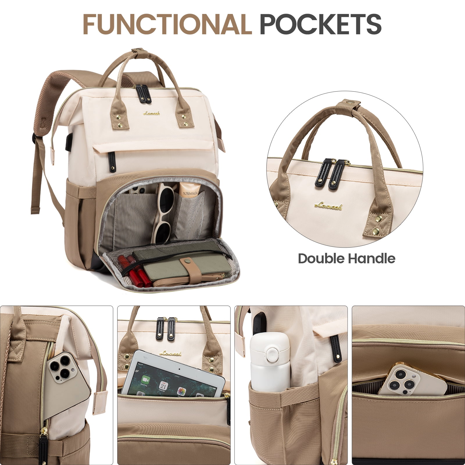 Lovevook Laptop Backpack, 15.6" Women Work Backpack Purses with USB Port, Waterproof Casual Daypack Travel Backpack, Large Fashion Teacher Nurse College Bookbag