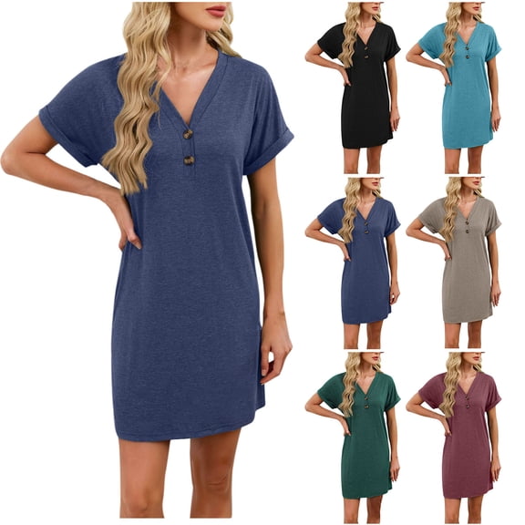 Zorckvet Nightgowns for Women Short Sleeve Soft Cotton Pullover Loose Sleep Shirts Sleepshirt for Women