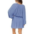 thumbnail image 2 of Raisins BLUE Juniors' Maui Solid Blouson-Sleeve Dress Swim Cover-up, US X-Large, 2 of 2
