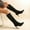 #323-Black, variant on Wowcloth Women's Winter Boots – Stacked Fold Knee-High Pointed Toe Stiletto Heel Solid Color Casual Fashion Boots