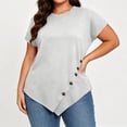 thumbnail image 5 of Yourumao Women's Plus Size Tops Asymmetrical Hem Short Sleeve Tunics with Button V Neck Loose Casual Blouses for Summer Outdoor, 5 of 6