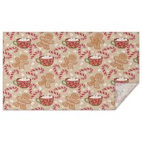 Beige Christmas Gingerbread Man Pattern Rectangle Tablecloth 60"x102",Waterproof Polyester Rectangle Table Cloth, Wipeable Spillproof Polyester Tablecloth for Dining, Camping, Indoor and Outdoor