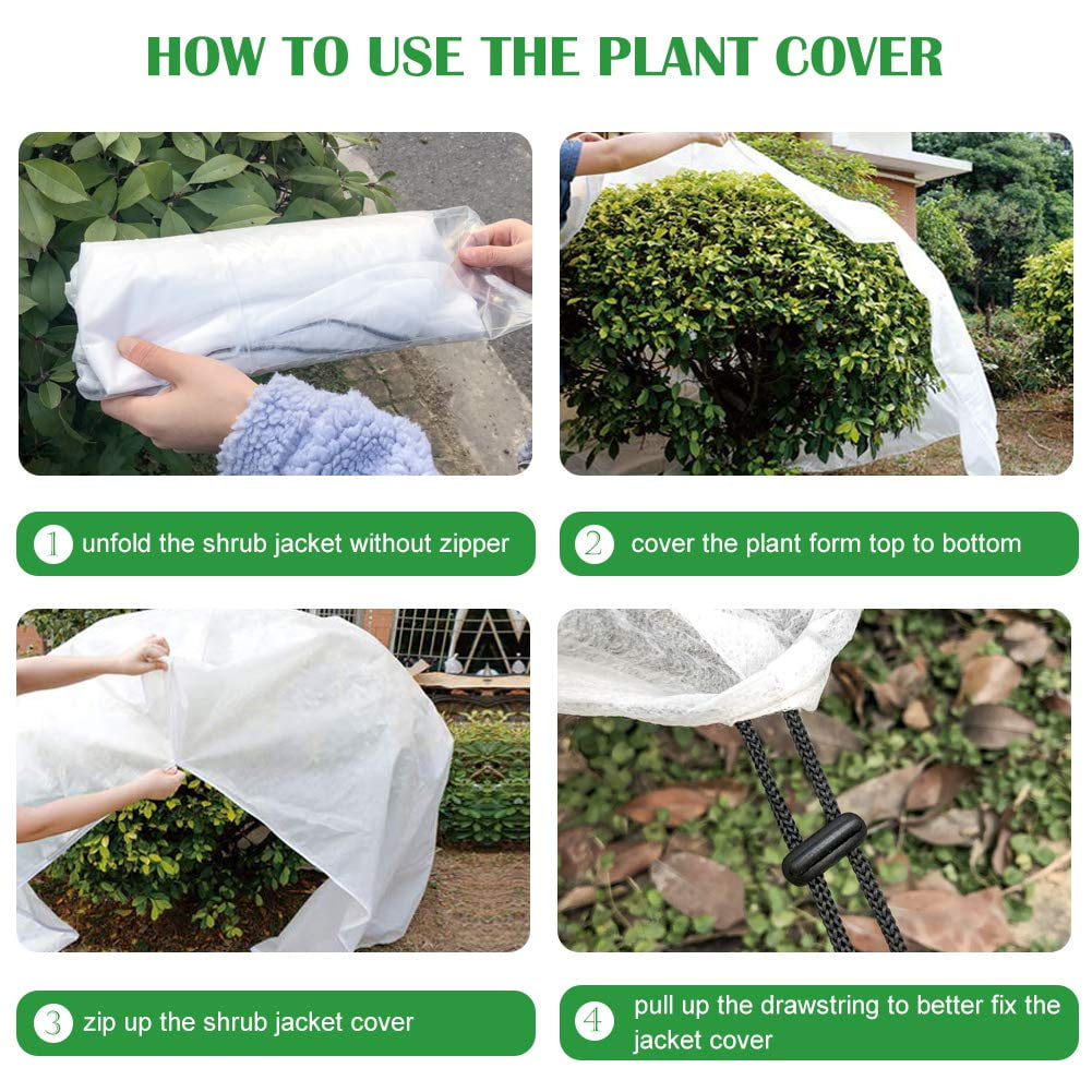 Agfabric® 1.5 oz Fabric of 120''Hx144'' Rectangle Plant Cover with Zipper,3 Pack 