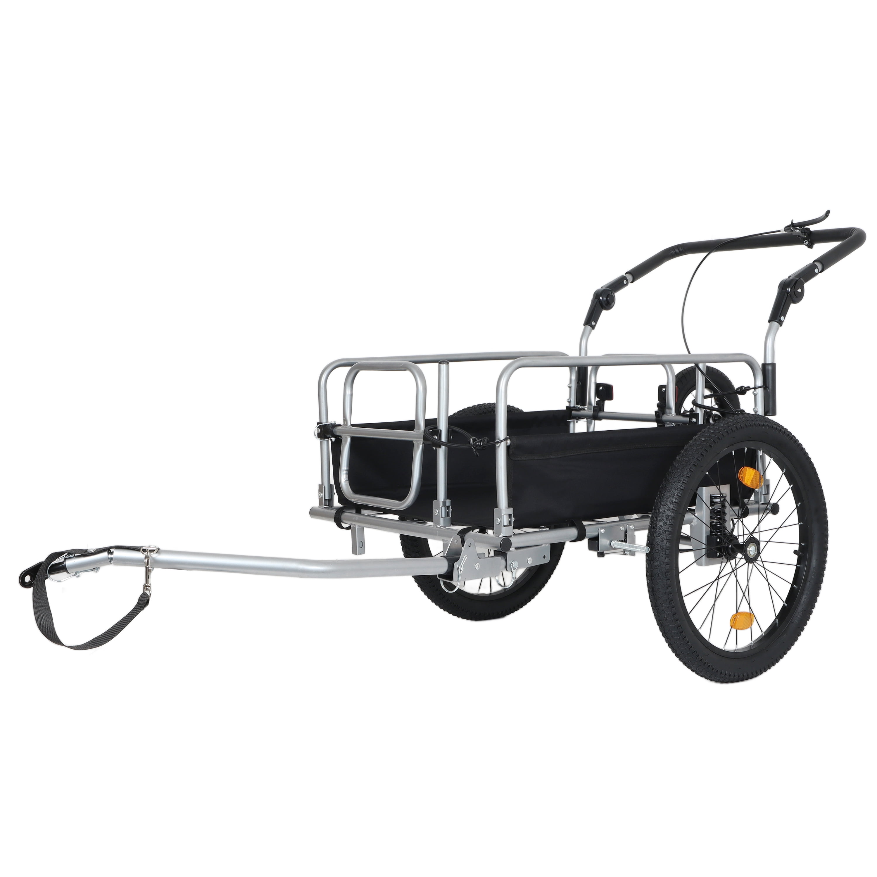 3-in-1 Heavy-Duty Bike Cargo Trailer Bike Compatible Steel Frame, 110lb Capacity, Convertible Stroller & Pull Cart w/Suspension, 20 *2-3/8" FAT tire