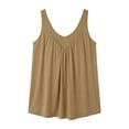 thumbnail image 6 of DDAPJ pyju Womens Plus Size Tank Tops Sleeveless Hide Belly Shirt Flowy Pleated Tunics Summer Casual Blouses Khaki XXXXXL, 6 of 6