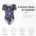 thumbnail image 6 of Uemuo Colored Abstract Pattern Women's One Piece Short Sleeve Swimsuit Rash Guard Surfing Modest Quick-drying Swimsuit Beach Essentials-XX-Large, 6 of 9