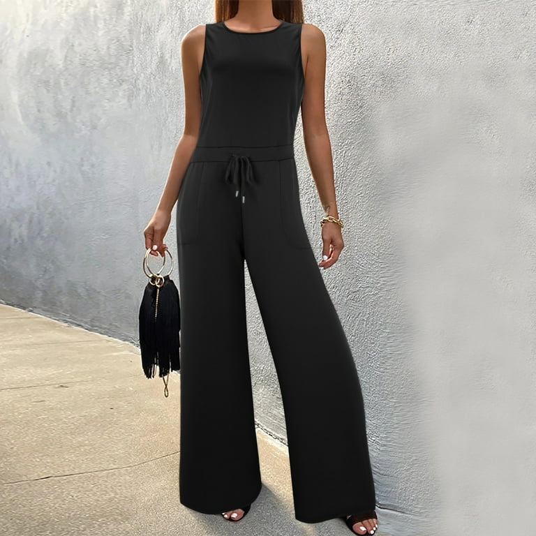 EHQJNJ Black Jumpsuit for Women Petite Length Dressy Soid EHQJNJ Black Jumpsuit for Women Petite Length Dressy Soid