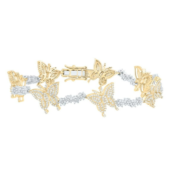 10K Yellow Gold Genuine Diamond Women's Butterfly Tennis Bracelet 2.63 CT | 7"