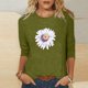 thumbnail image 1 of Fiudx Camisetas para Mujer Camiseta Estampada a La Moda para Mujer, Blusa de Mangas 3/4, Tops Informales con Cuello Redondo, 1 of 4