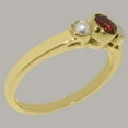 thumbnail image 4 of LBG British Made 10k Yellow Gold Real Genuine Garnet & Cultured Pearl Womens Promise Ring - 33 size options - Size 8.25, 4 of 7
