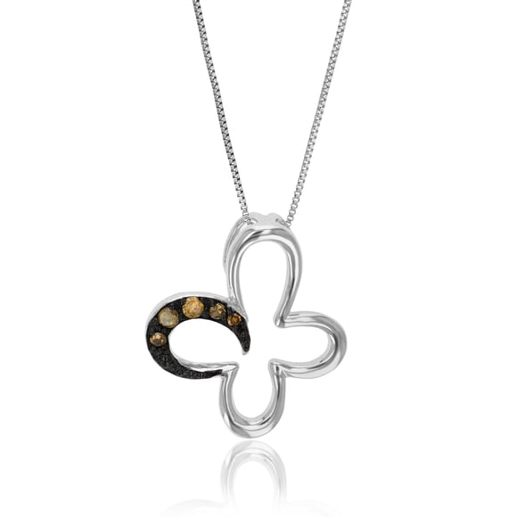 Vir Jewels Pendentif Diamant 1/10 CTTW, Collier Pendentif Diamant Champagne pour Femmes en Argent Sterling 0.925 avec Rhodium, Chaîne 18 Pouces, Ensemble à Dents pour Femme Adulte
