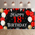 thumbnail image 4 of Black Background Happy 18th Birthday Banner with Red White Balloons Star Elements Party Decoration Backdrop Photography Props Birthday Party Supplies Decorations, 4 of 7