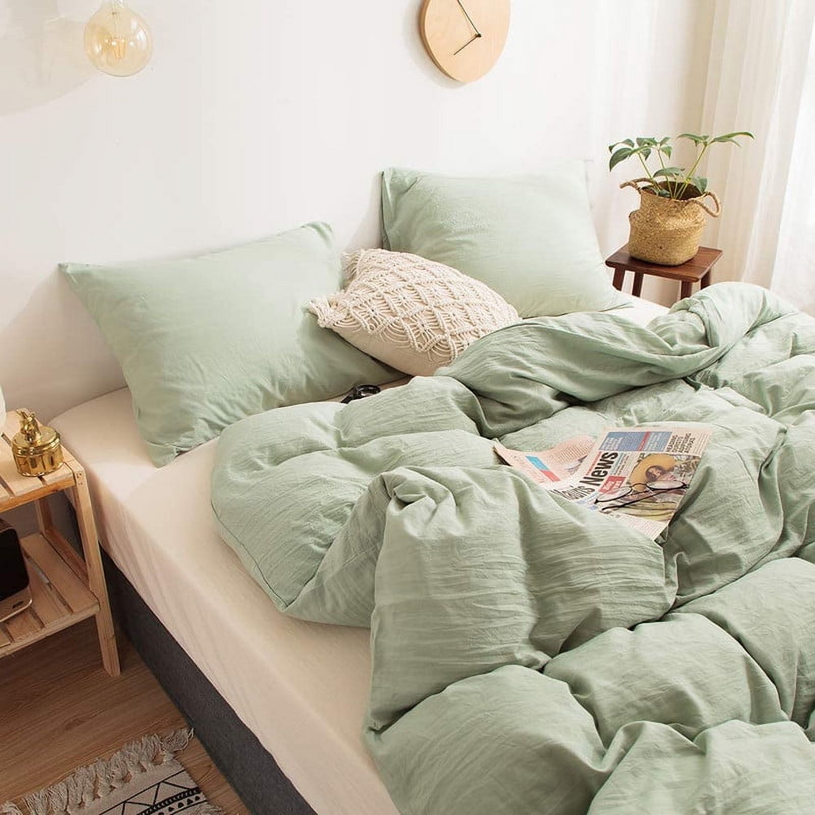 Pavish Export Sage Green Duvet Cover Twin Size Modern Minimalist Style Solid Color Bedding Set 3 Pieces Soft Comforter Covers