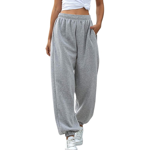 Minnieouse Pantalones de mujer Pantalones de yoga elásticos de cintura alta Pantalones de chándal deportivos de entrenamiento, blanco, S Prendas para la parte inferior del cuerpo Gris M Minnieouse AP003411-07