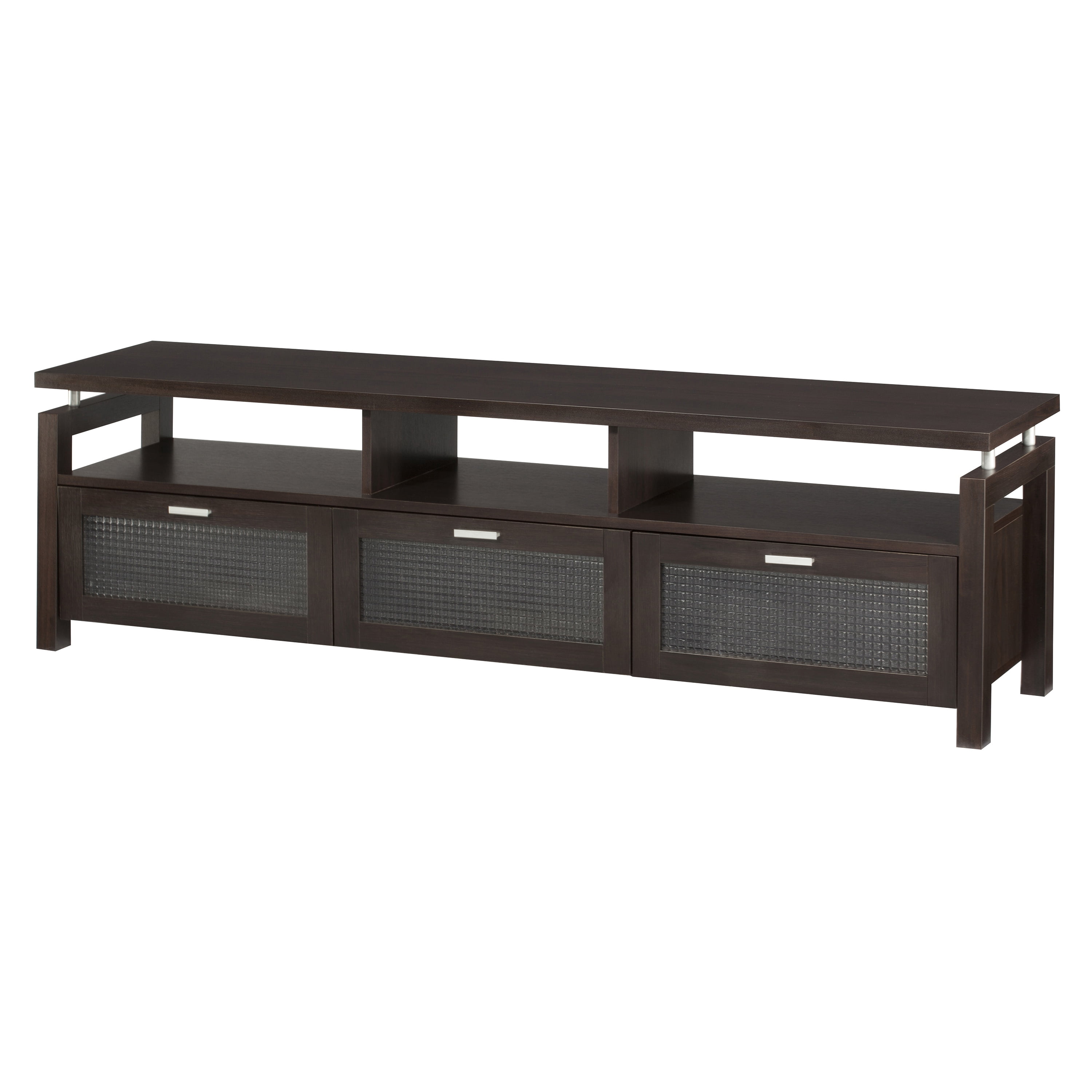 Elm Wood 3-Cabinet TV Stand Console, Espresso