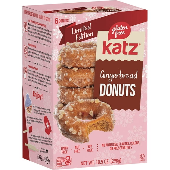 Katz Gluten Free Gingerbread Donuts |Gluten Free, Dairy Free, Nut Free, Soy Free, Kosher | (1 Pack, 10.5 Ounce Each)