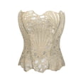 thumbnail image 4 of KHONTS Corset Top for Women Textured Sheer Floral Lace Bustier Cincher Lace-Up Corset Halloween Overbust Tops Beige3 XXL, 4 of 4