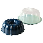 Nordic Ware Bundt Pan with Translucent Cake Keeper, Sea Glass and Navy