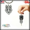 thumbnail image 3 of Wolf Head Keychain, G105KC, 1 1/4 inch, Viking, Norse, Pewter, Key Fob, Key Ring, Keys, Zipper Pull, Luggage Tag, Backpack, Over 300 Keychain Designs, Handmade in the USA, 100% American Made, 3 of 6