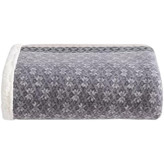 - Throw Blanket, Brushed Fleece & Plush Sherpa Bedding, Throw Blanket for Couch & Bed (Fair Isle Dark Steel, 50" x 70")