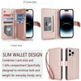 thumbnail image 3 of Premium PU Leather Wallet Case for iPhone 15 Plus, Classic with Card Slots Magnetic Closure RFID Protection Wrist Strap Kickstand Shockproof Flip Case Cover for iPhone 15 Plus, Rosegold, 3 of 6