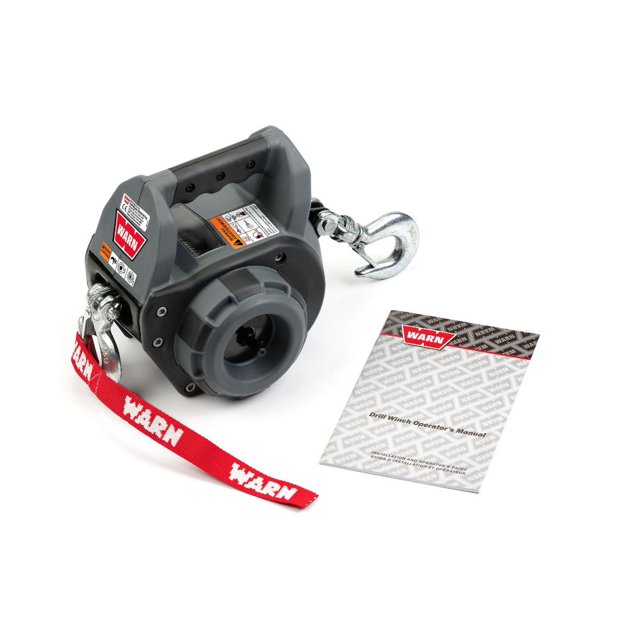 Warn Winch 101570 Portable; Powered By Standard Portable Drill; 750 Pound Line Pull Capacity; 40 Foot Wire Rope; Hawse Fairlead; Rigging Hook