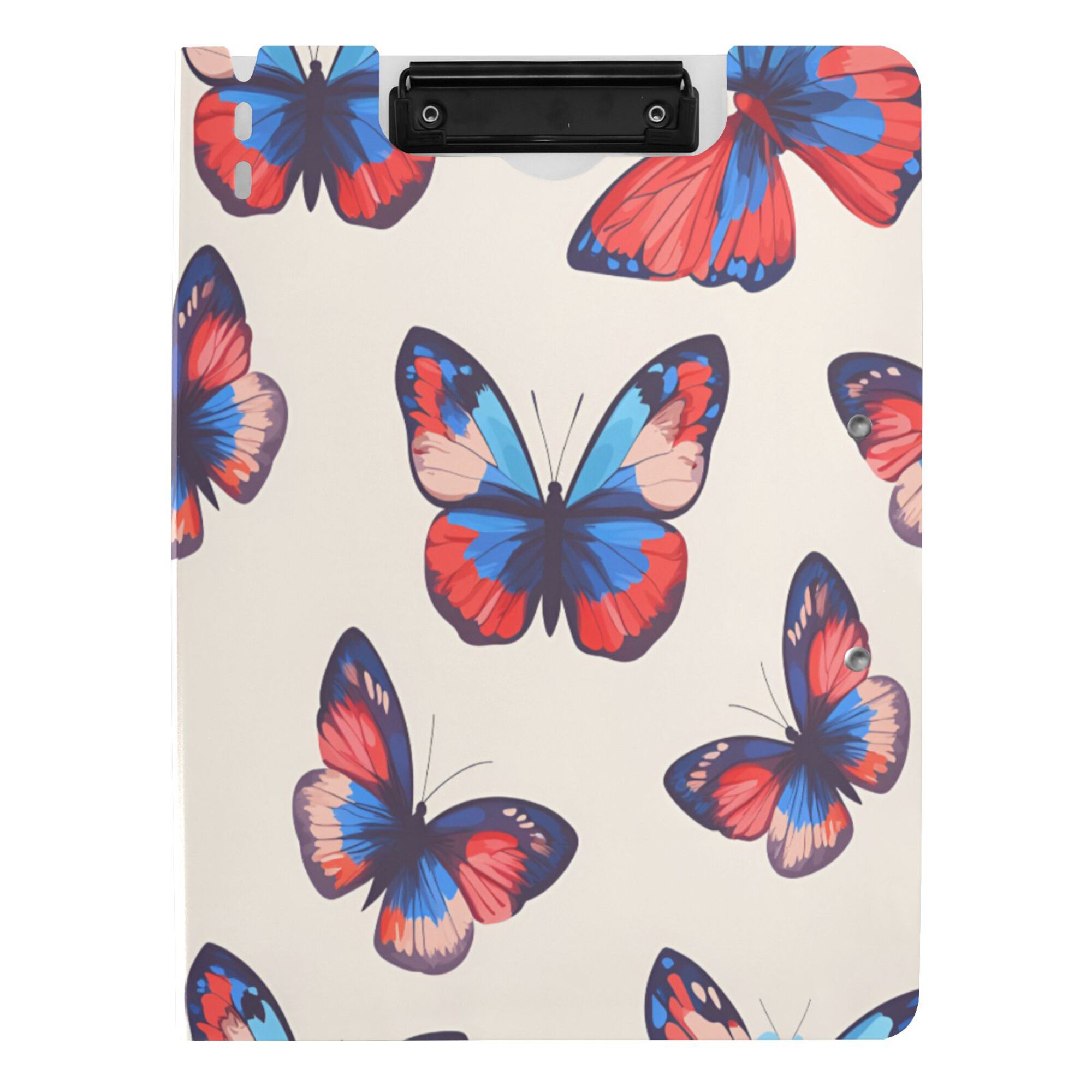 FORMRS A4 Clipboard Folder with Pen Holder Horizontal Foldable School Office Binder, Blue Butterflies