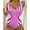 Hot Pink, variant on Uaswgudfs Womens One-Piece Swimsuit with Dynamic Curved Patterns | Symmetric Stripes for Bathing Suit Swimwear Blue L