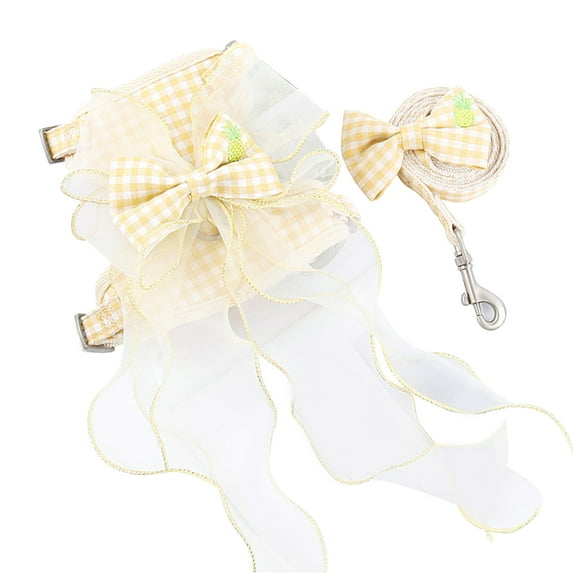 Dog Harness Set - Bow Tie Design - Soft Texture - Adjustable - Quick Release Dog Harness Vest - Walking Leash