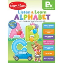 Evan-Moor Listen and Learn, Alphabet, Age 4 - 5: Early Learning Activity Book, Tracing, Cut and Glue, Audio Read Alouds