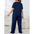thumbnail image 2 of Musefolio Women's Pajama Sets Summer Short Sleeve Round Neck Comfort Fit Solid with Print Casual Sleepwear 1X-5X, 2 of 9