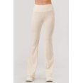 thumbnail image 2 of High Waist Waffle Textured Fleece Lined Flare Pants - Cream, 2 of 5