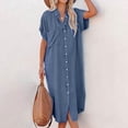thumbnail image 1 of Vestido clásico con cuello de solapa Color sólido para mujer traje informal holgado con abertura lateral, 1 of 9