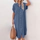thumbnail image 5 of Vestido Vestido largo informal con cuello de solapa, vestido clásico holgado para mujer, traje diario sencillo Ygjytge Azul oscuro T L para Mujer, 5 of 9