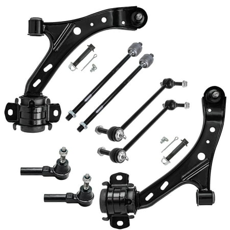 Detroit Axle - Front Lower Control Arms for 2005-2010 Ford Mustang 2006 2007 2008 2009, 2 Lower Control Arms w/Ball Joints, 4 Inner & Outer Tie Rods, 2 Sway Bars Replacement