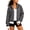 Dark gray, variant on Women's Color Block Cropped Zip Up Hoodie Oversized Long Sleeve Full Zip Hooded Sweatshirt Jacket with Kangaroo Pocket