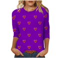 thumbnail image 2 of Luxalzxs Womens Tops 3/4 Sleeve Shirts Round Neck Loose Casual Blouses Plus Size Summer Valentines Heart Graphic Print Tshirts, 2 of 5