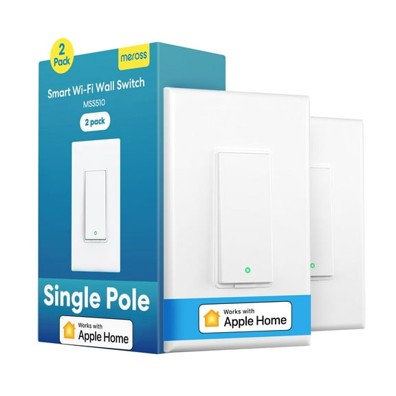 Interruptor de luz inteligente Meross MSS510 WiFi, paquete de 2 unidades, Apple Home