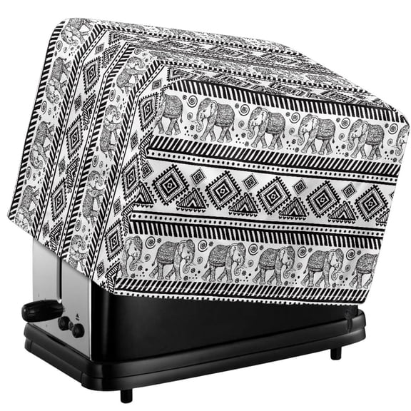 Xoenoiee Aztec Elephant American Tribal Print Toaster Cover 2 Slice Wide Slot Lightweight Toaster Dust Cover Fingerprint Protection Washable Kitchen Appliance Cover Drawstring Bread Maker Cover, S