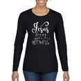 thumbnail image 1 of Jesus Love This Hot Mess Inspirational/Christian Womens Graphic Long Sleeve T-Shirt, Black, Small, 1 of 2