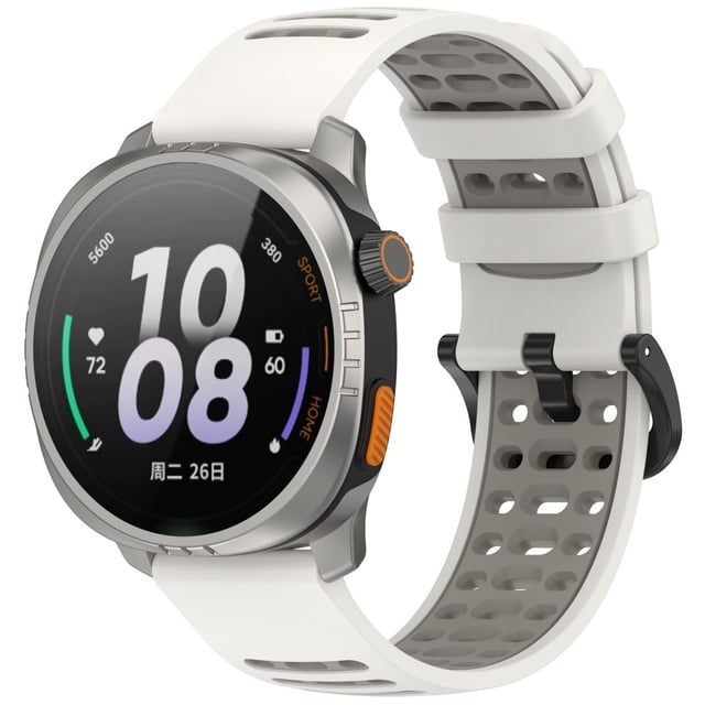 22mm Smart Sports Watch Two-Color Silicone Replacement Strap, Breathable, Lightweight, Sweat & Water Resistant, Versatile for Various Occasions