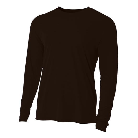 A4 N3165 Mens Cooling Performance Long Sleeve Crew - Brown - S