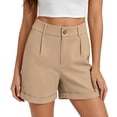 thumbnail image 5 of Tqcoqu High Waist Rolled Cuff Dressy Shorts for Women,Button Closure Casual Office Bermuda Shorts with Side Pockets,Beige Women's S-XXL, 5 of 9