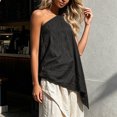 thumbnail image 5 of IUYRTFE Women's One Shoulder Sleeveless Asymmetrical Top Loose Fit Cotton Linen Blend Casual Summer Blouse, 5 of 6