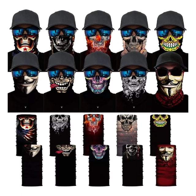10 pack Bandana - Multifunción Bandana-cacería, Moto, Pesca Color Negro