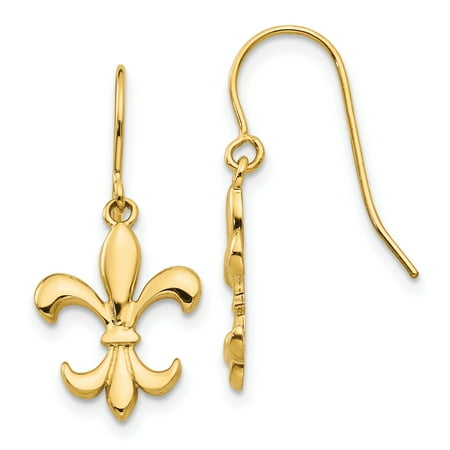 Long Dangle Drop Chandelier Earrings 14k Yellow Gold Fleur De Lis Drop Dangle Chandelier Earrings Gifts For Women For Her ()
