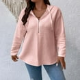 thumbnail image 2 of BiZtdJrK Womens Waffle Knit Hoodies 1/4 Zip Drop Shoulder Long Sleeve Pullover Tops Drawstring Loose Hooded Sweatshirt Pink XL, 2 of 10