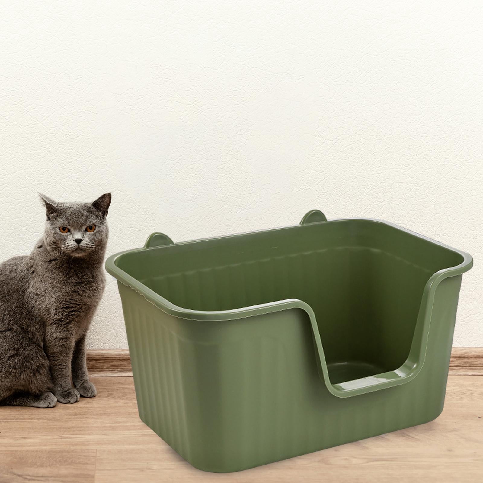 Fzaqwen Cat Litter Box Easy to Clean Anti Splashing for All Kinds of Cat Litter Open Top Green Large