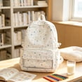 thumbnail image 4 of Coquette Aesthetic Backpack with Lace Decor, 16.92X12.2X5.51" Star Print Kawaii Backpack, Cute Backpack with Transparent Pocket, Lightweight Laptop Bookbag, Multi Pocket Daypack for Daily Commute, 4 of 4